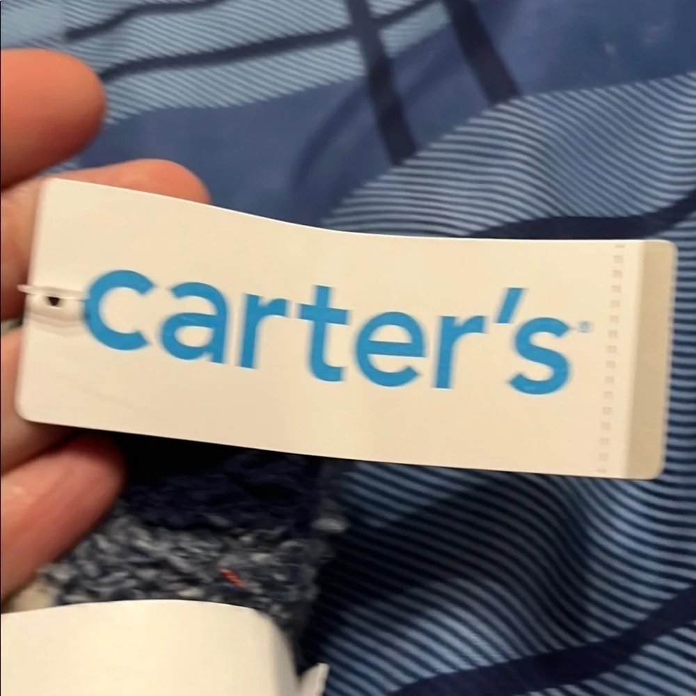 Carter's Navy and White Fleece Jumpsuit 3 months